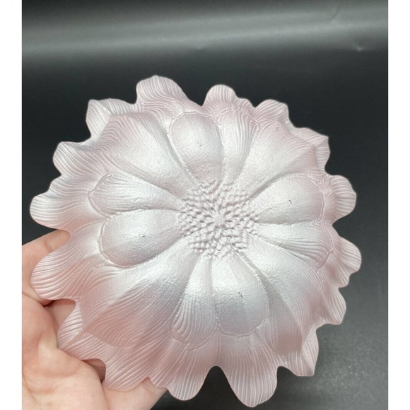 Pink Floral Art Glass Bowl Turkish Akcam Iridescent Gorgeous Shimmery - Picture 5 of 6